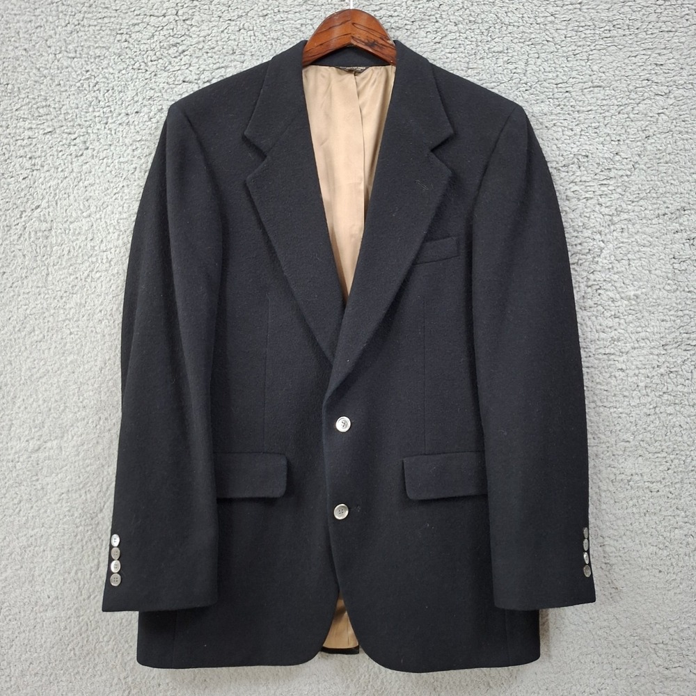 BILL BLASS Mens Black CAMEL HAIR 2-Button Classic Sport Coat Blazer Jacket 40R